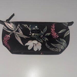 Kate Spade Black and Pink Floral Cosmetic Bag